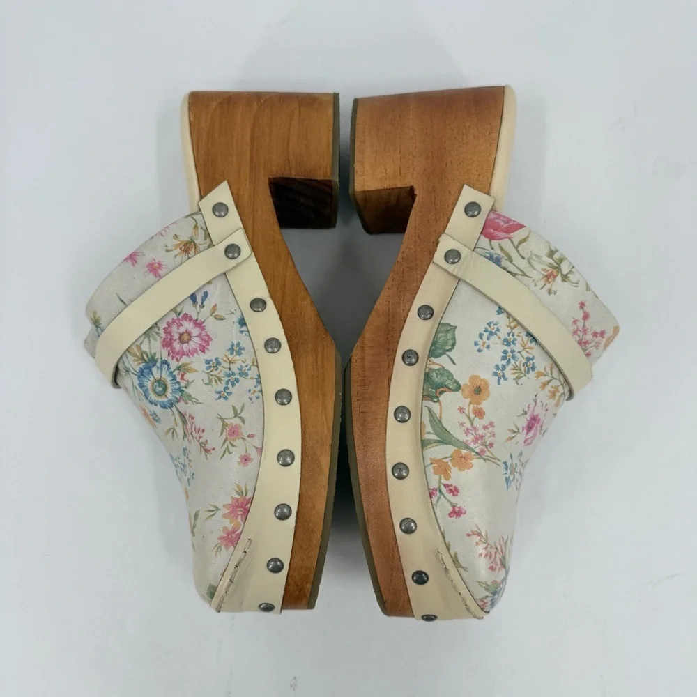 Free People Calabasas Floral Wood Clog Size 38 or US 7.5 - Picture 10 of 13